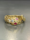 Vintage 14K Yellow Gold 0.26 CTW Diamond Ruby Snake Ring