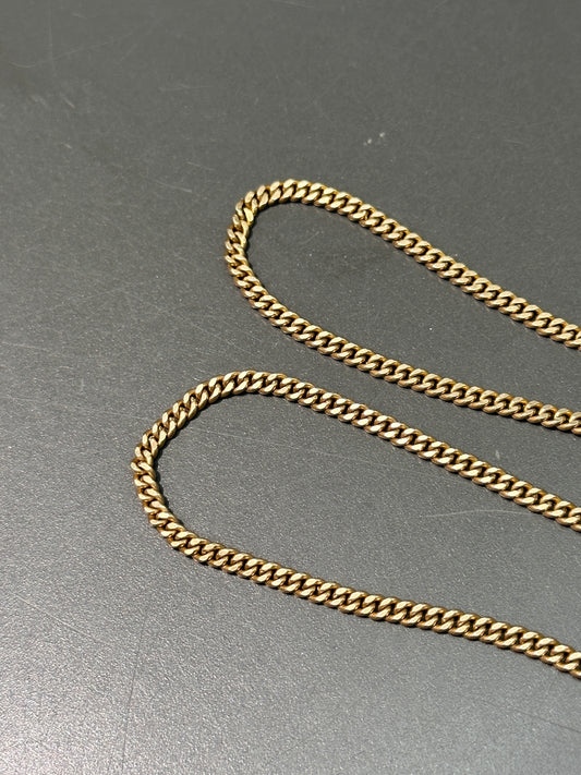 Art Deco 14K Gold Curb Link Watch Chain 16”