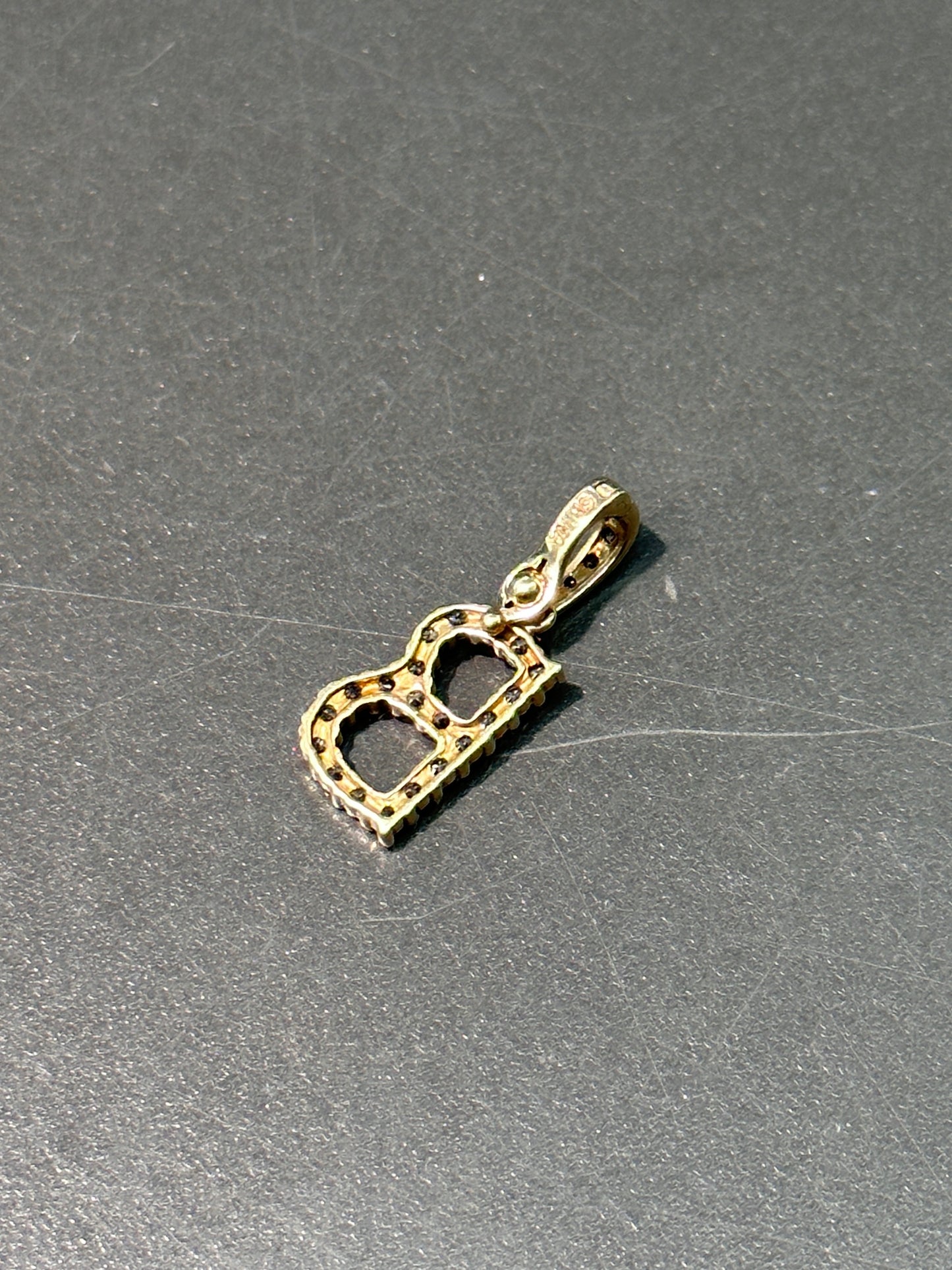 14K Gold Cubic Zircon B Charm