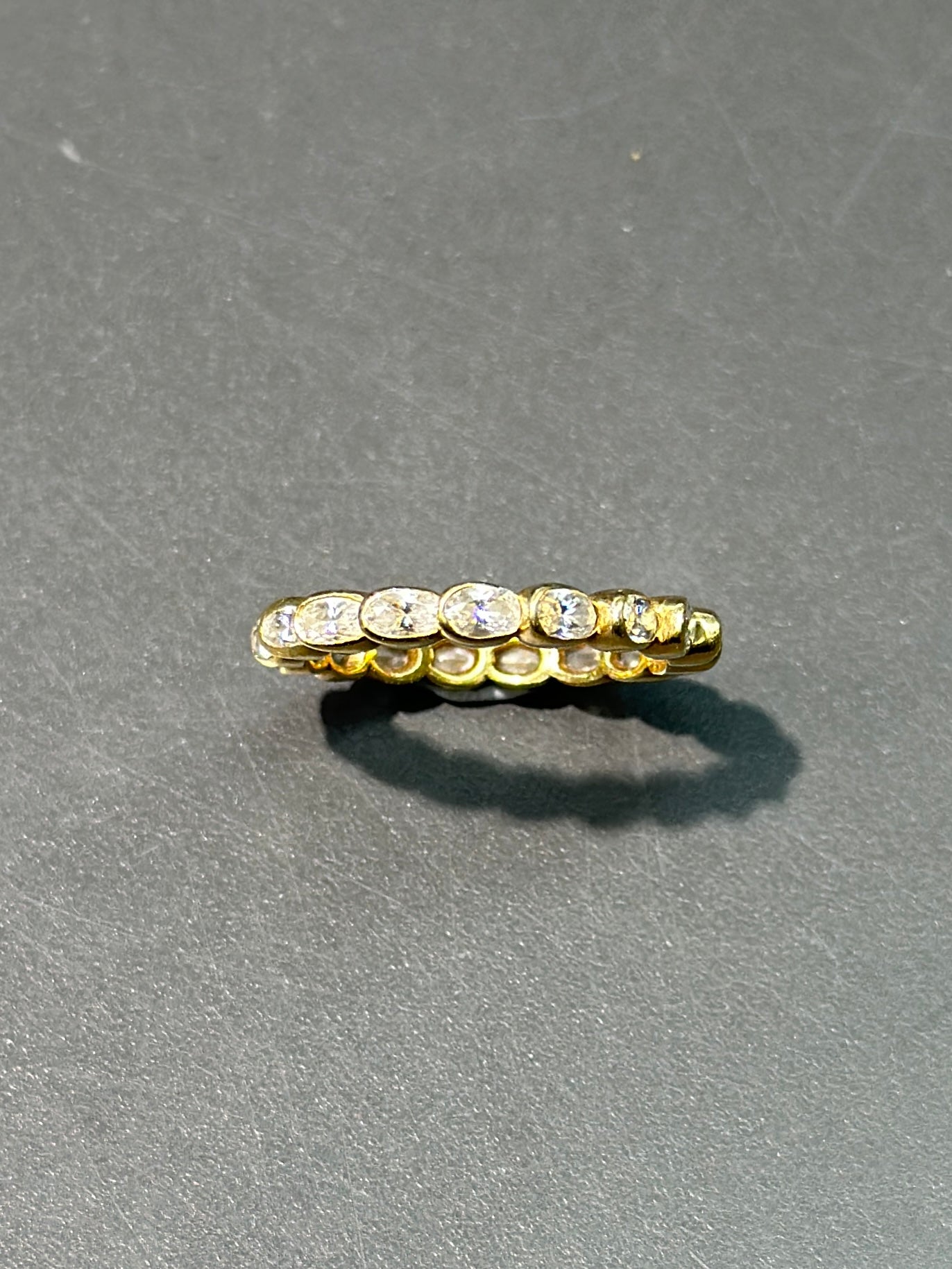 Bague d'éternité en diamant ovale en or 14 carats SZ 6