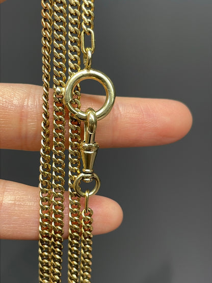 Vintage 18K Yellow Gold 3.0 mm Curb Link Watch Chain Necklace 23.5 inch