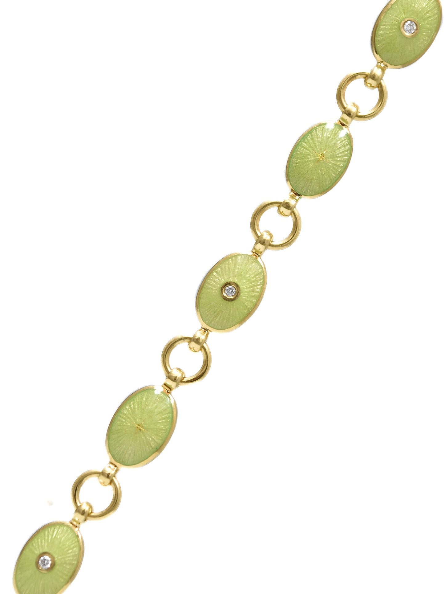 Faberge 18K Gold Diamond Guilloche Enamel Link Bracelet