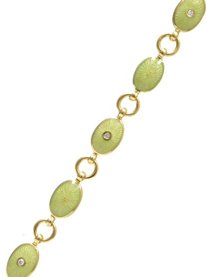 Faberge 18K Gold Diamond Guilloche Enamel Link Bracelet