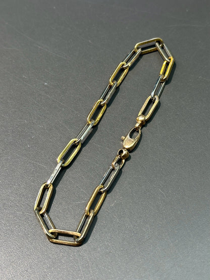 18K 黄金镂空双色回形针链