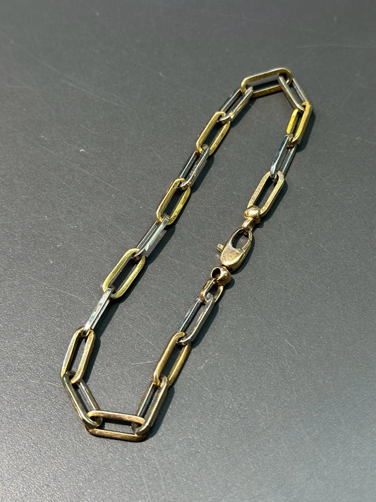 18K 黄金镂空双色回形针链