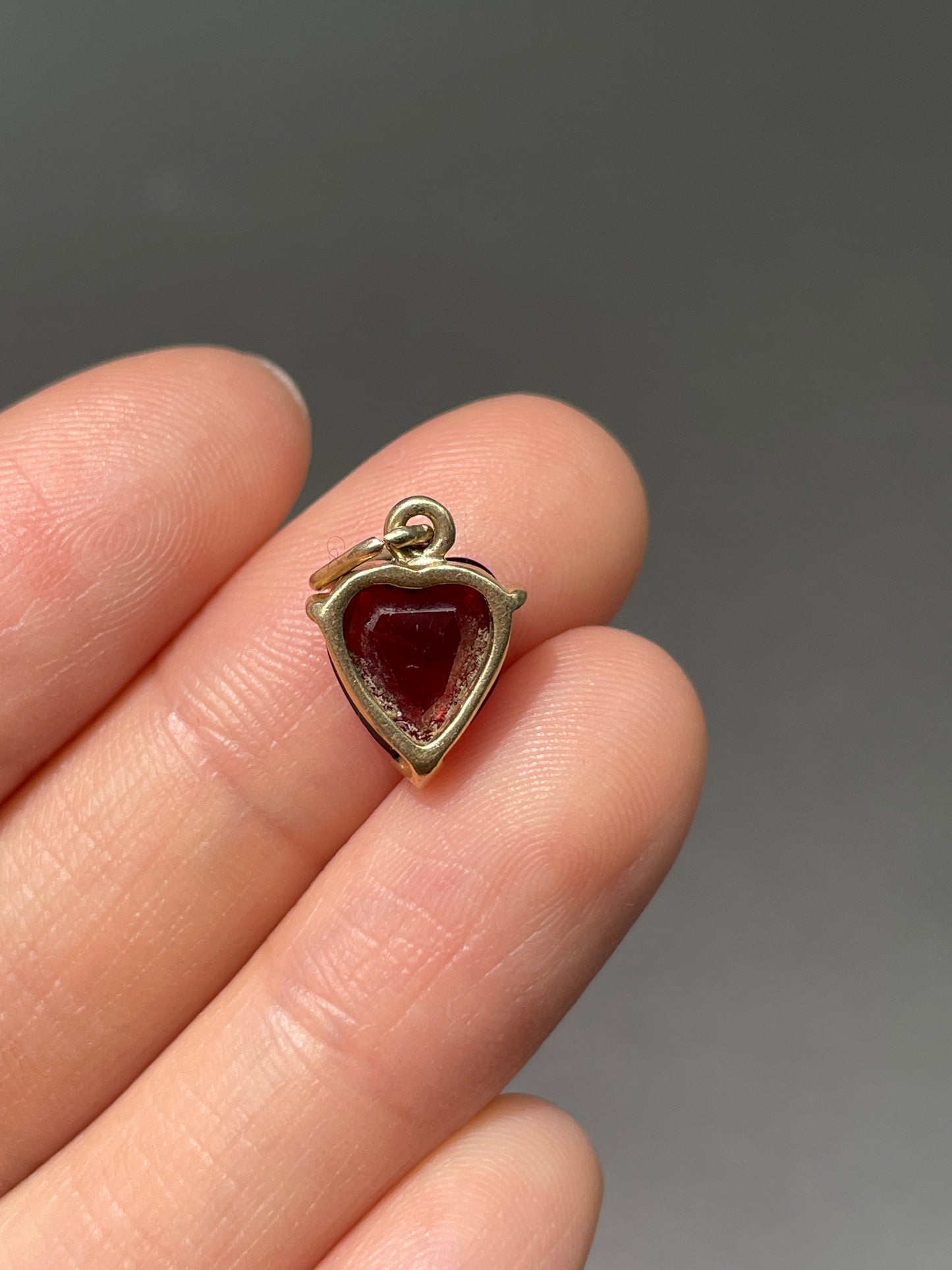 Vintage 14K Gold Garnet Heart Charm