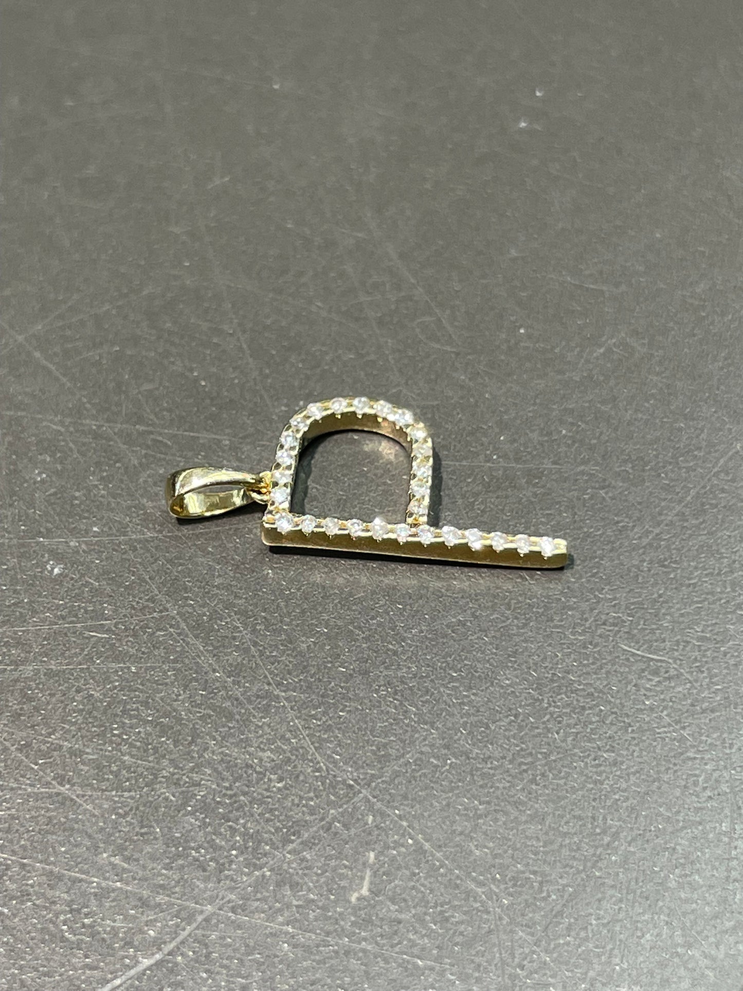 14K Gold Diamond Pavé Letter “P” Charm