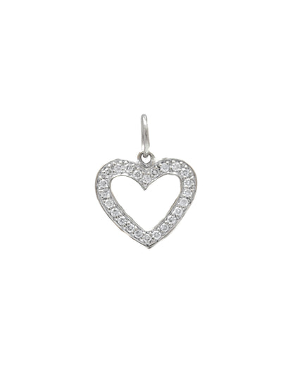14K Gold Diamond Open Heart Charm