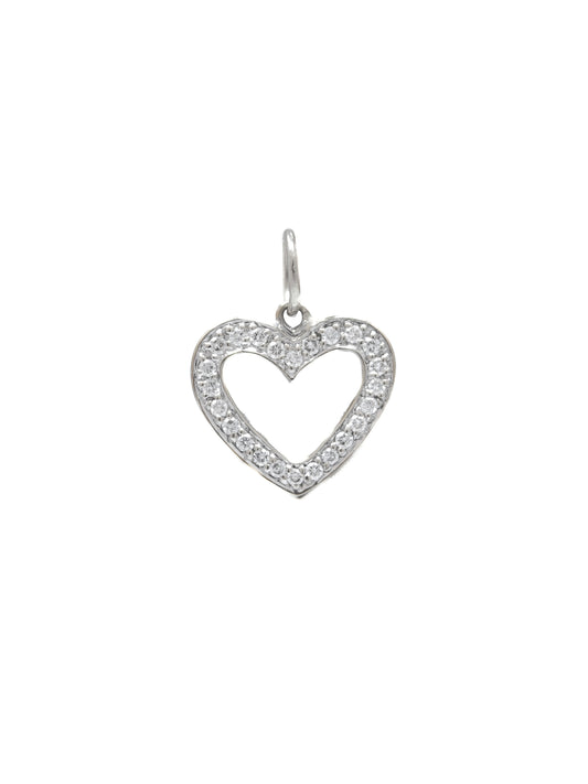 14K Gold Diamond Open Heart Charm
