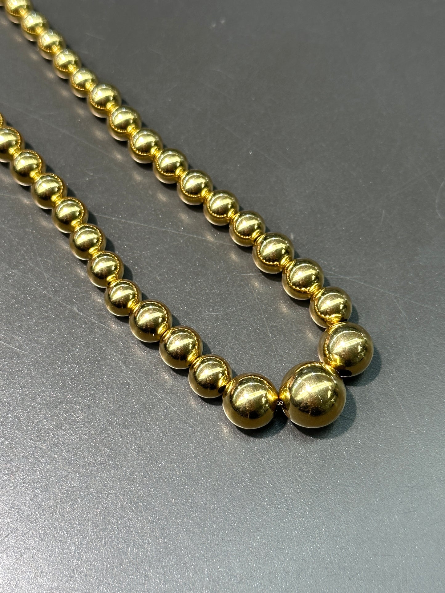 Vintage 18K Gold Bead Necklace