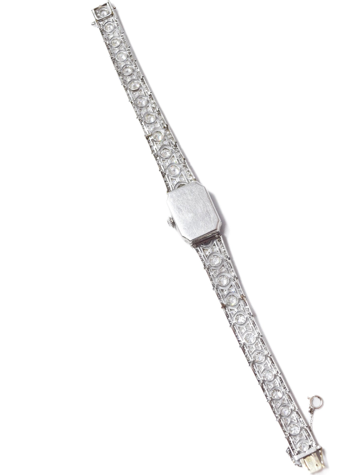 Art Deco French Platinum 8.10 CTW Diamond Watch Bracelet