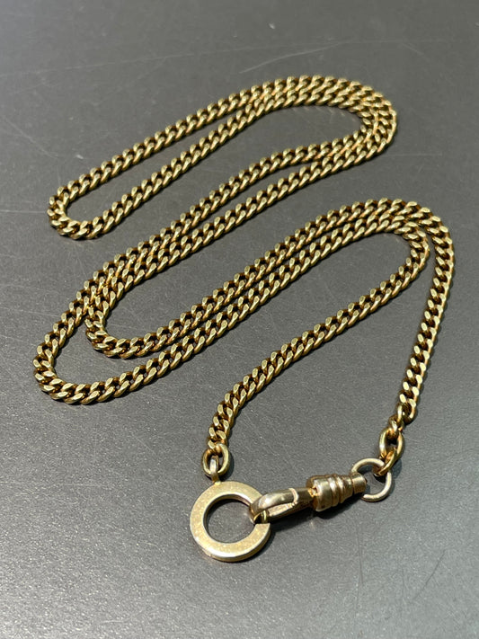 Vintage 18K Yellow Gold 3.0 mm Curb Link Watch Chain 21.0 inch