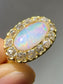 Antique 14K Gold 1.04 CTW Opal Diamond Halo East to West Ring