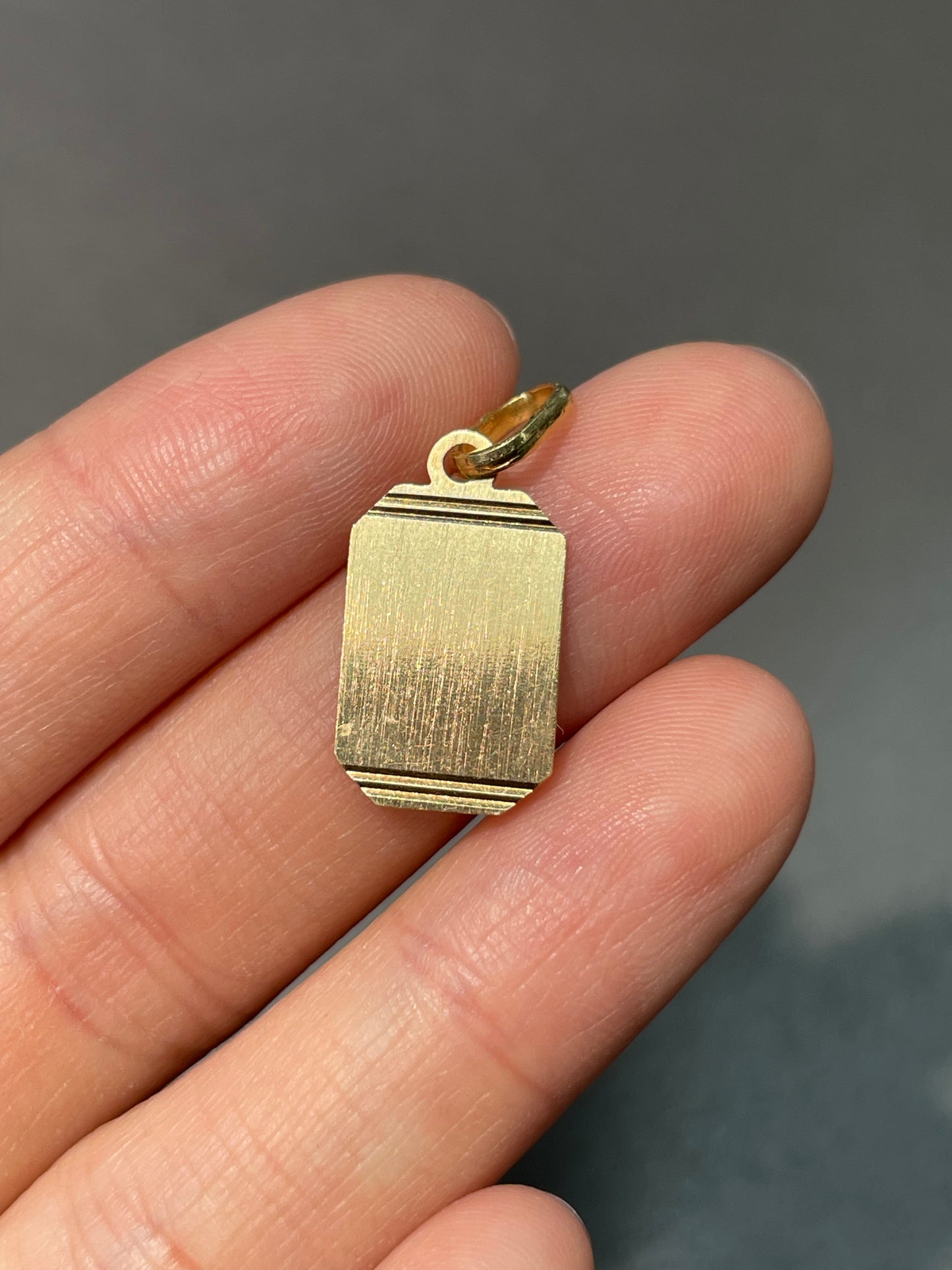 Vintage 18K Yellow Gold Mini Dog Tag Charm Pendant