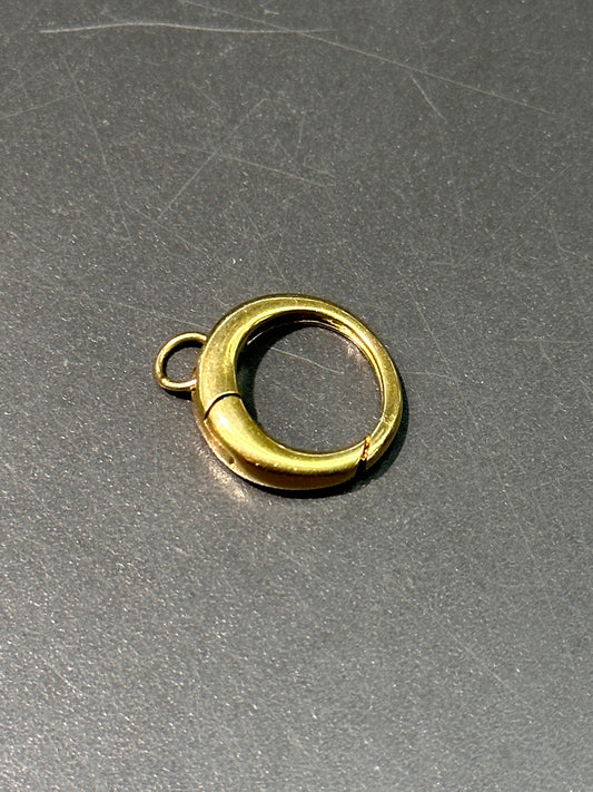 18K Gold Circular Charm Holder Clasp