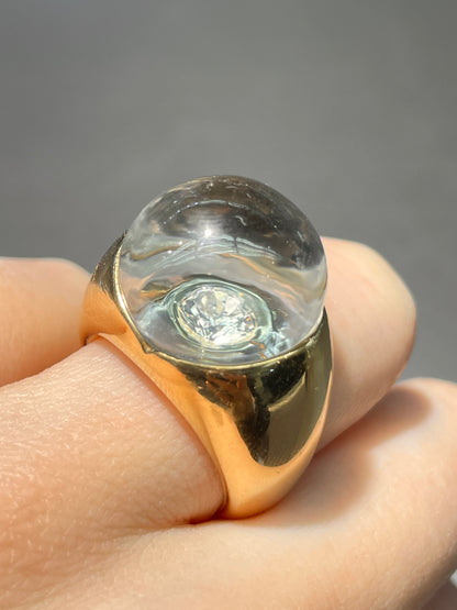 Mauboussin French 18K Gold Rock Crystal Diamond Ring