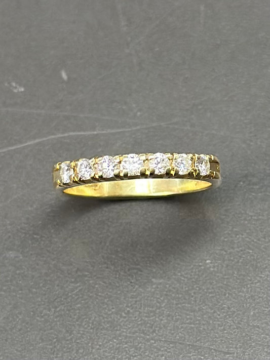 18K Gold Half Diamond Eternity Ring SZ 5.75