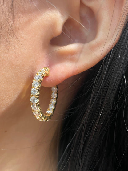 14K Yellow Gold 3.36 CTW Diamond Hoop Earring