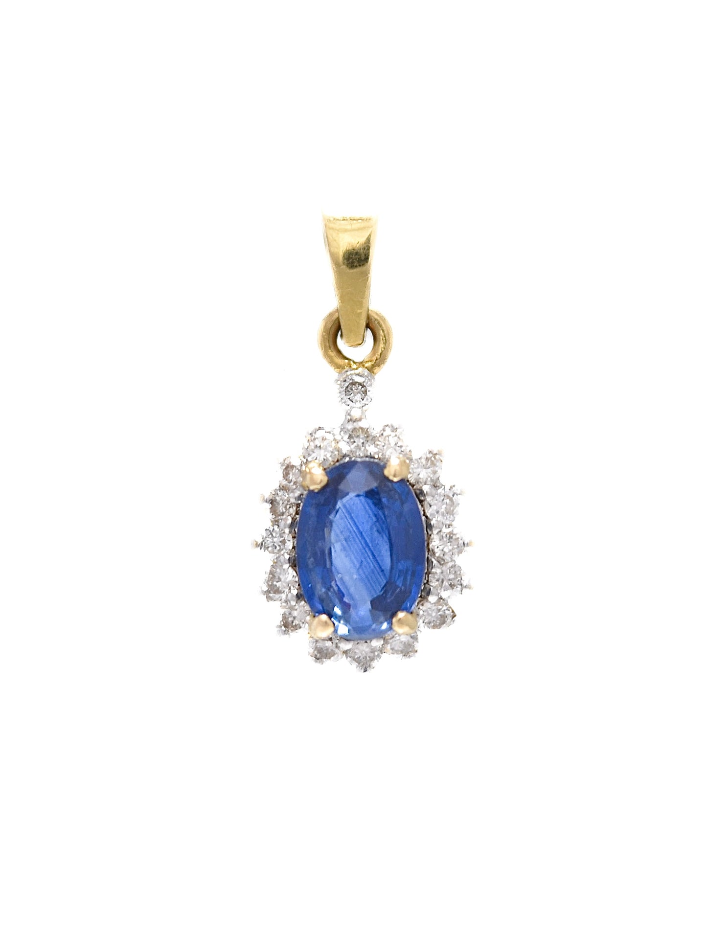 Vintage 14K Gold Sapphire Diamond Halo Charm