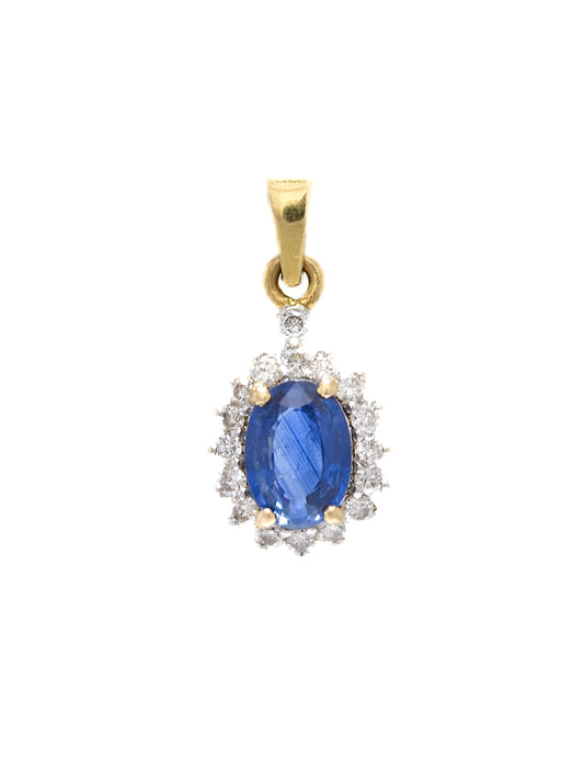 Vintage 14K Gold Sapphire Diamond Halo Charm