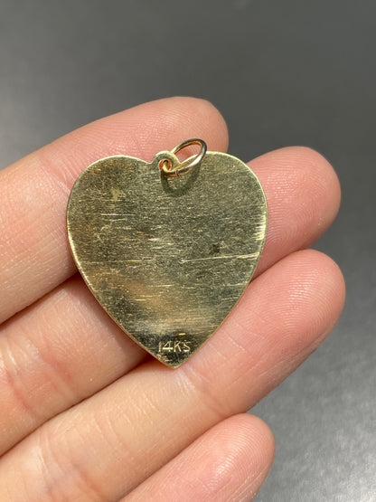 Vintage 14K Gold Engine Turned Heart Charm