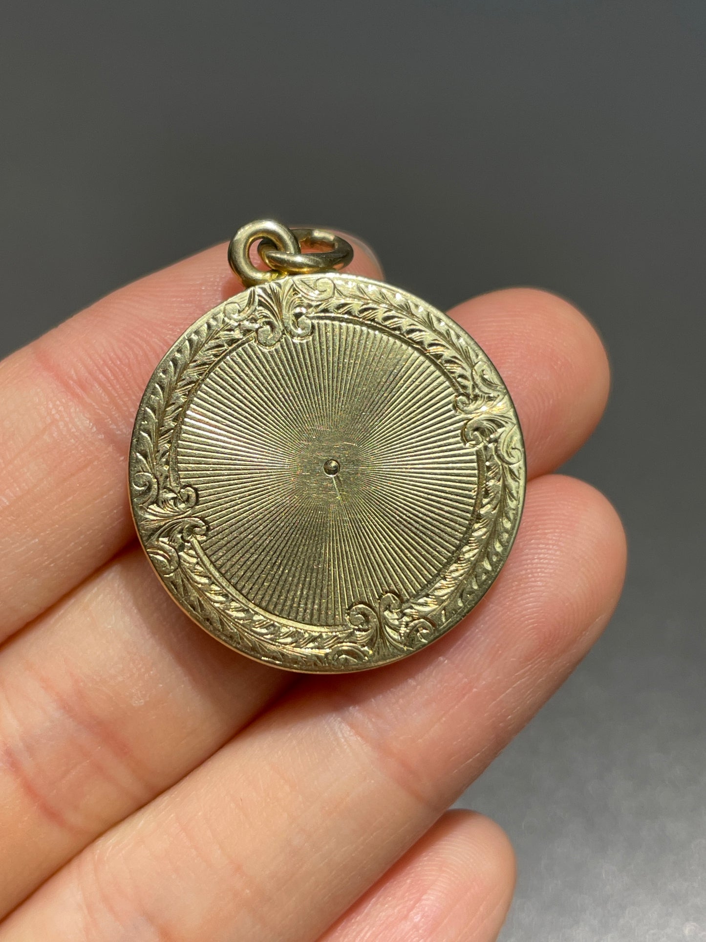 Antique 14K Gold Circle Motif Locket Pendant