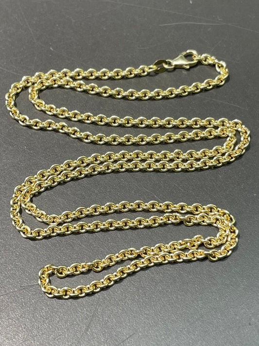 14K Yellow Gold 3.0 mm Rollo Link Chain Necklace 24.0 inch