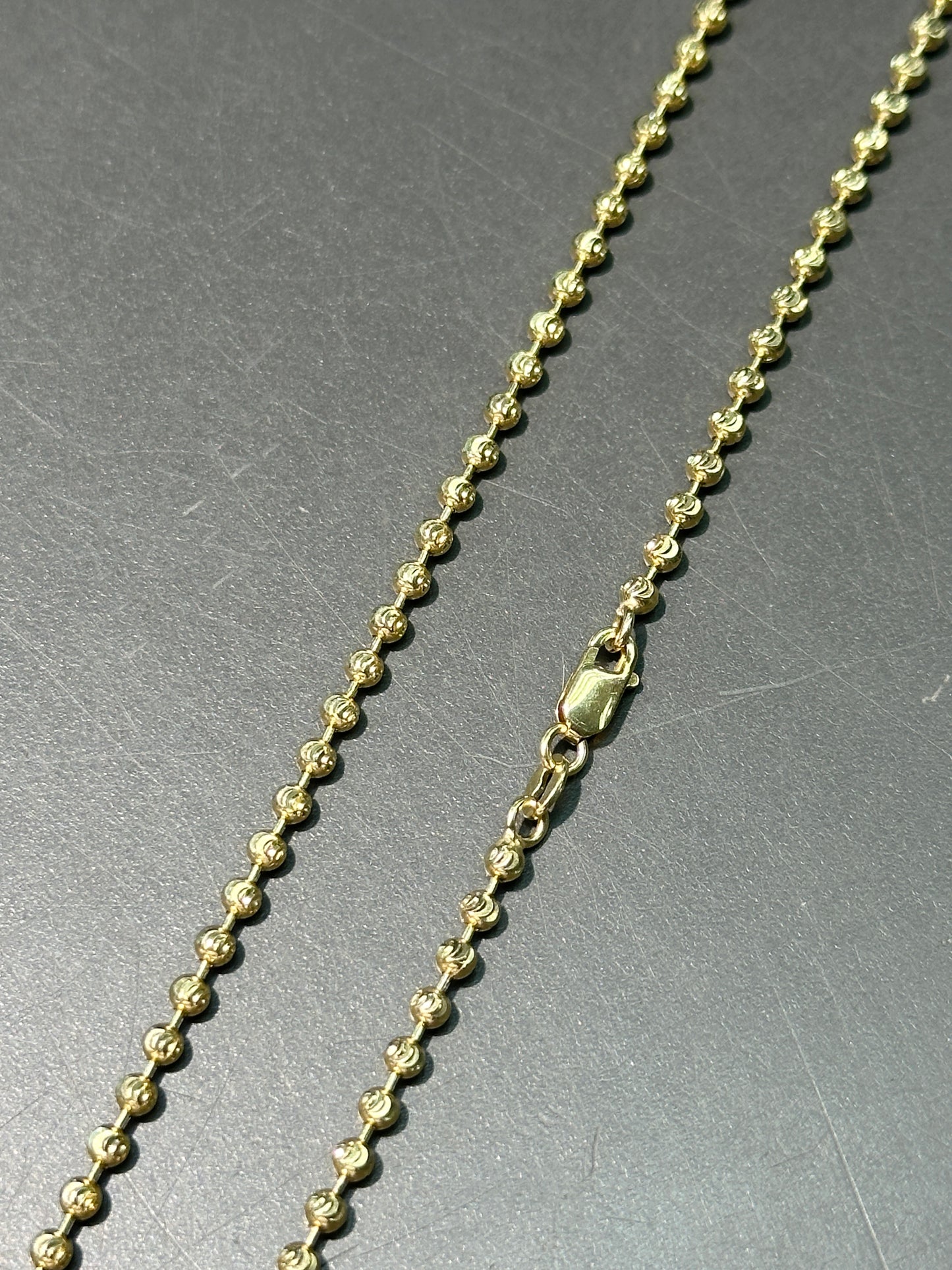 14K 金刻面平珠链项链 20.0 英寸