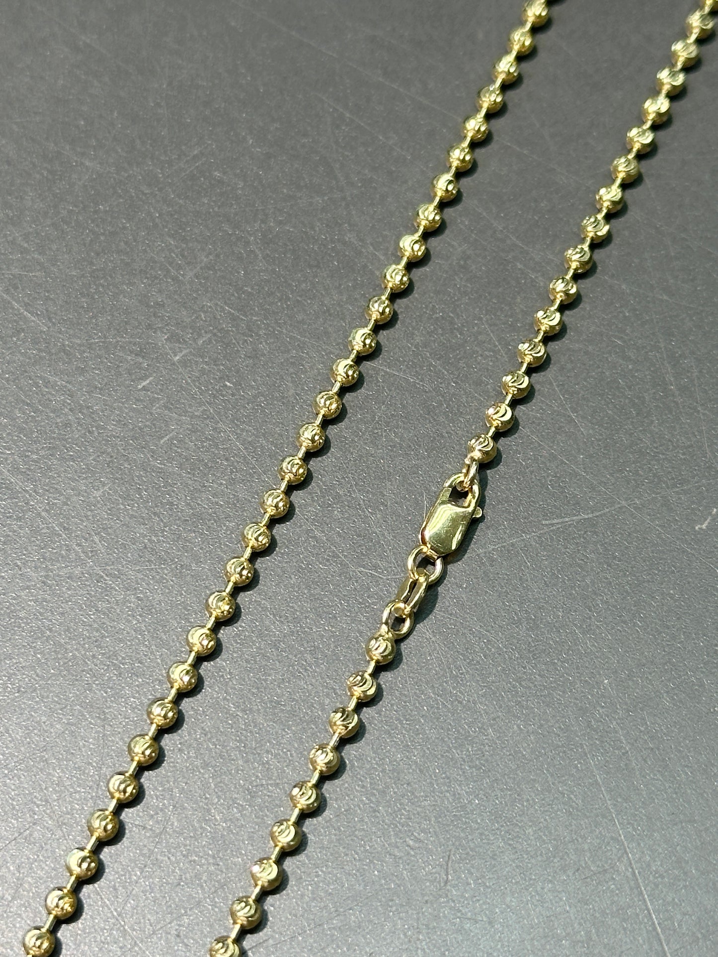 14K Gold Faceted Flush Bead Chain Necklace 20.0 inch