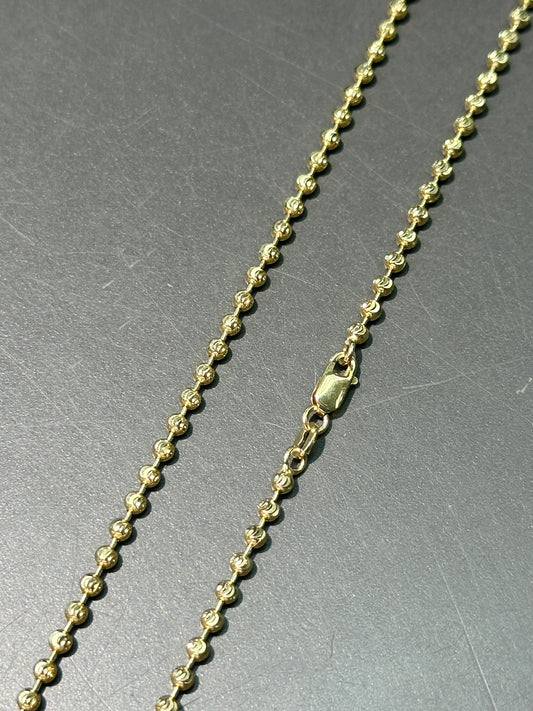 14K Gold Faceted Flush Bead Chain Necklace 20.0 inch