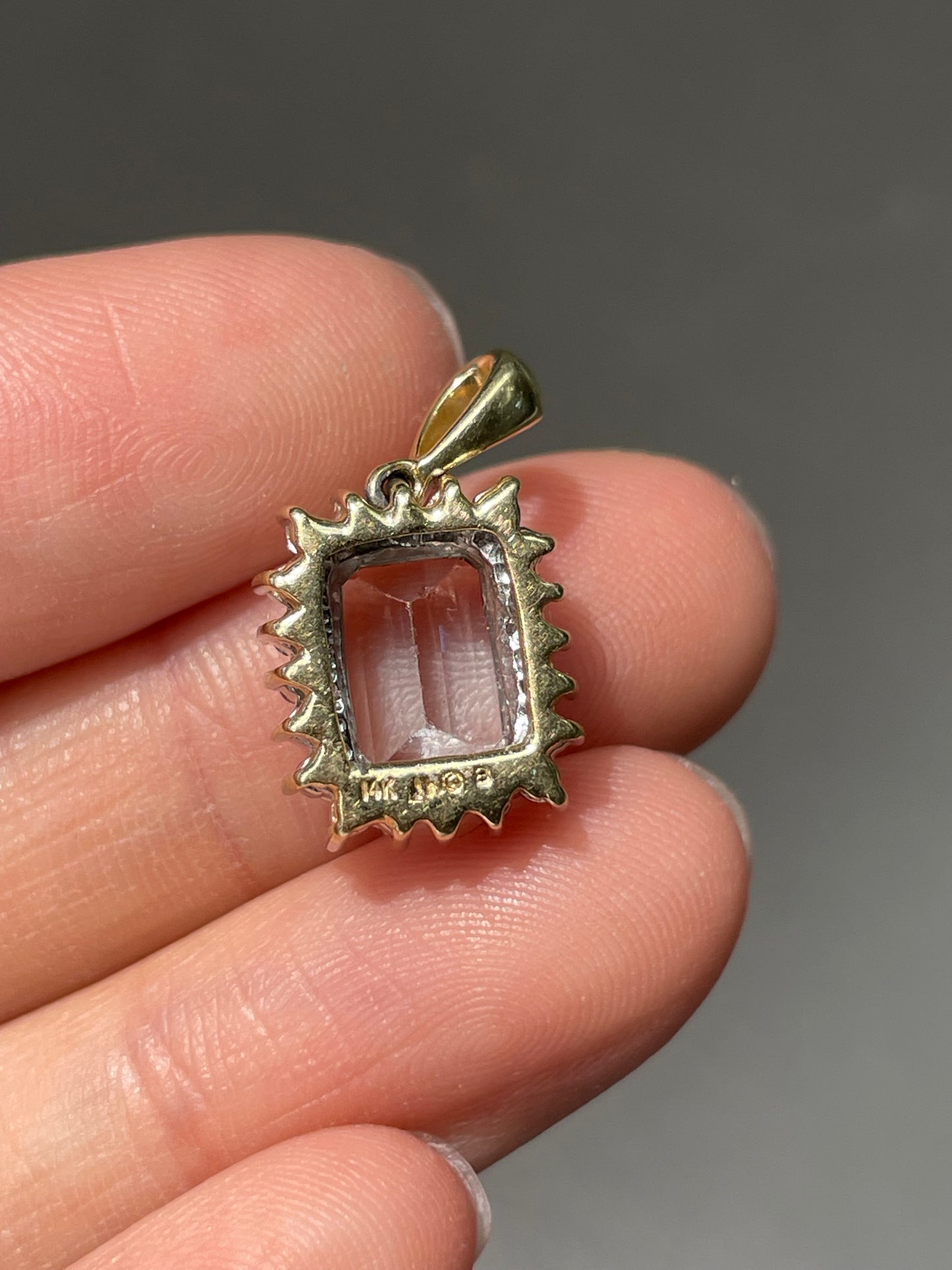 14K Gold Aquamarine Diamond Halo Charm