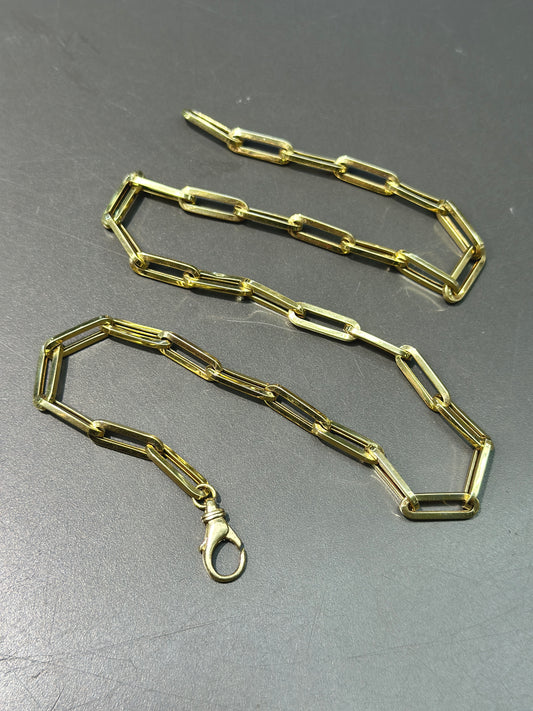 14K Gold Hollow Paper Clip Chain Necklace