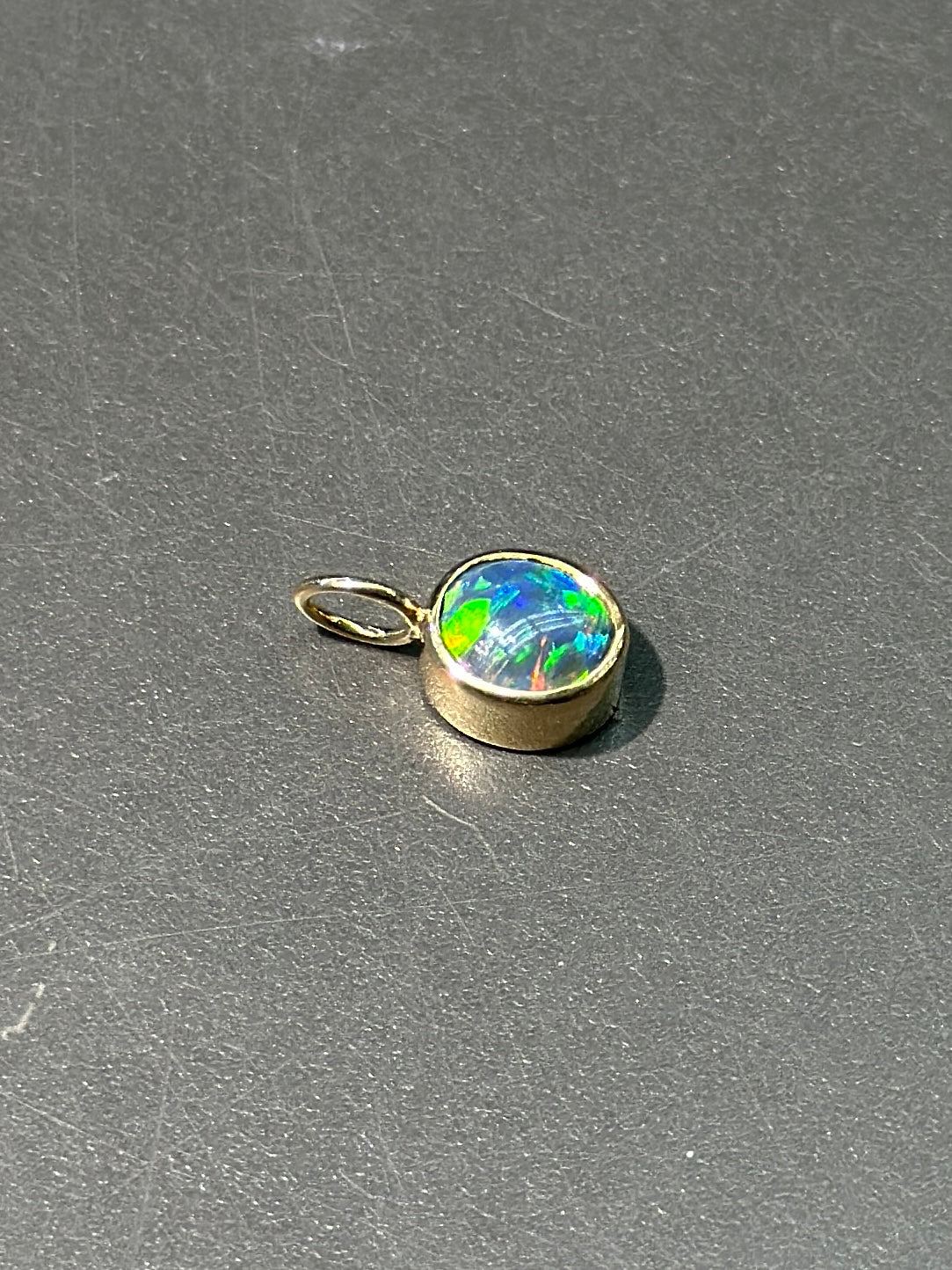 14K Gold Black Opal Charm