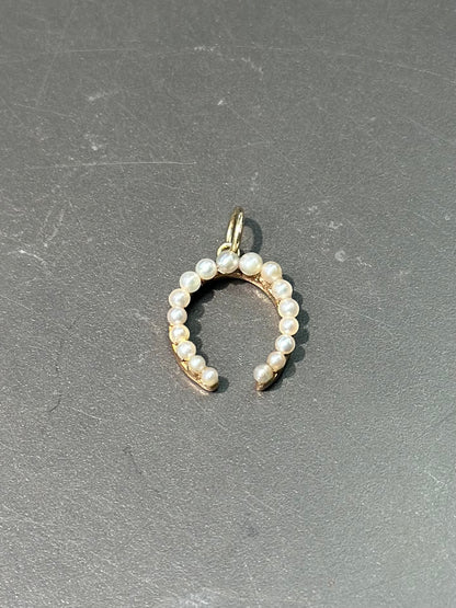 新艺术风格 14K 金珍珠马蹄吊坠