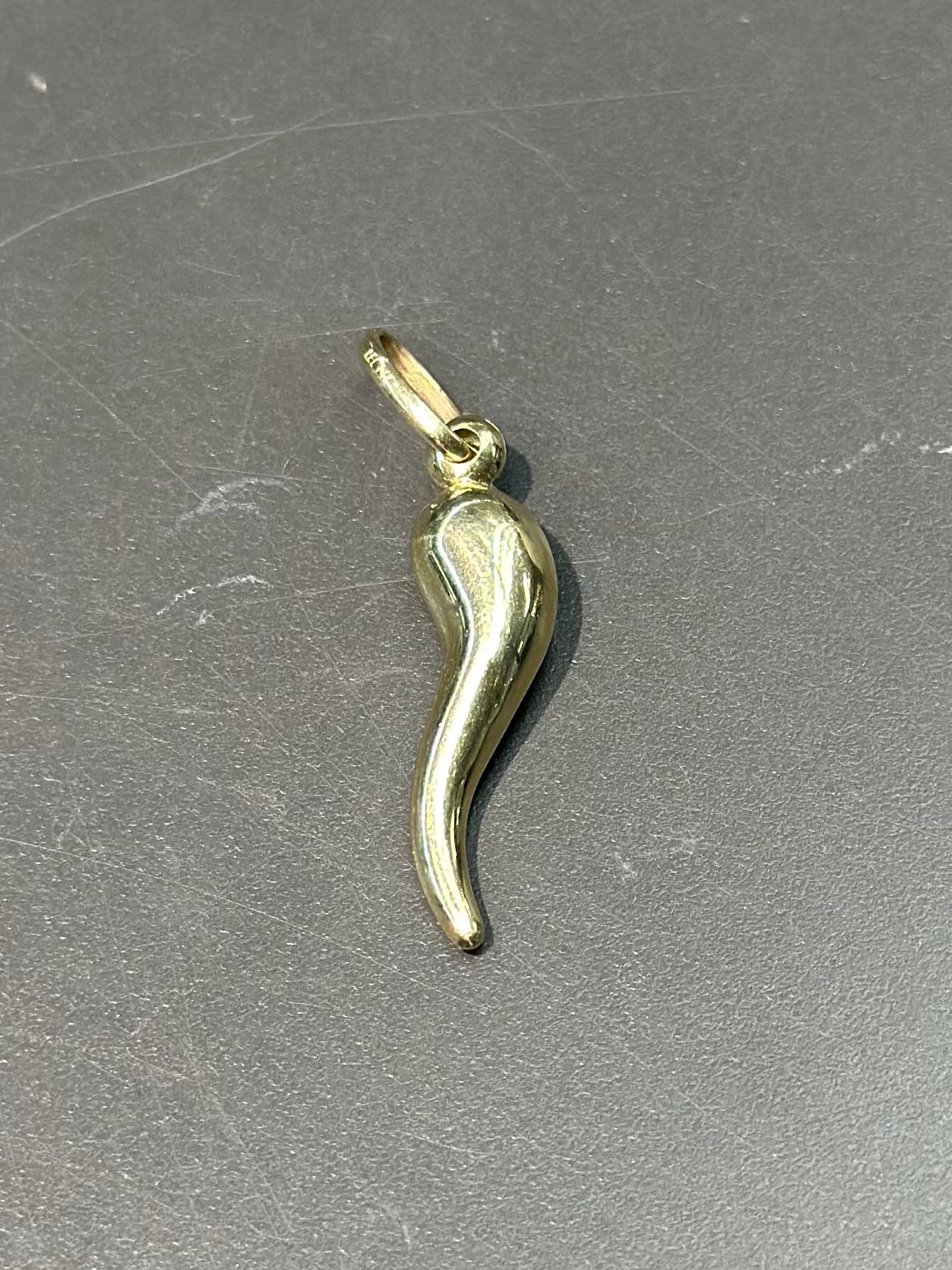 Vintage 14K Large Gold Hollow Italian Horn Charm