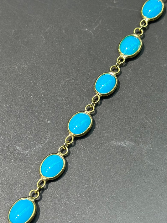 18K Gold Sleeping Beauty Turquoise Bracelet