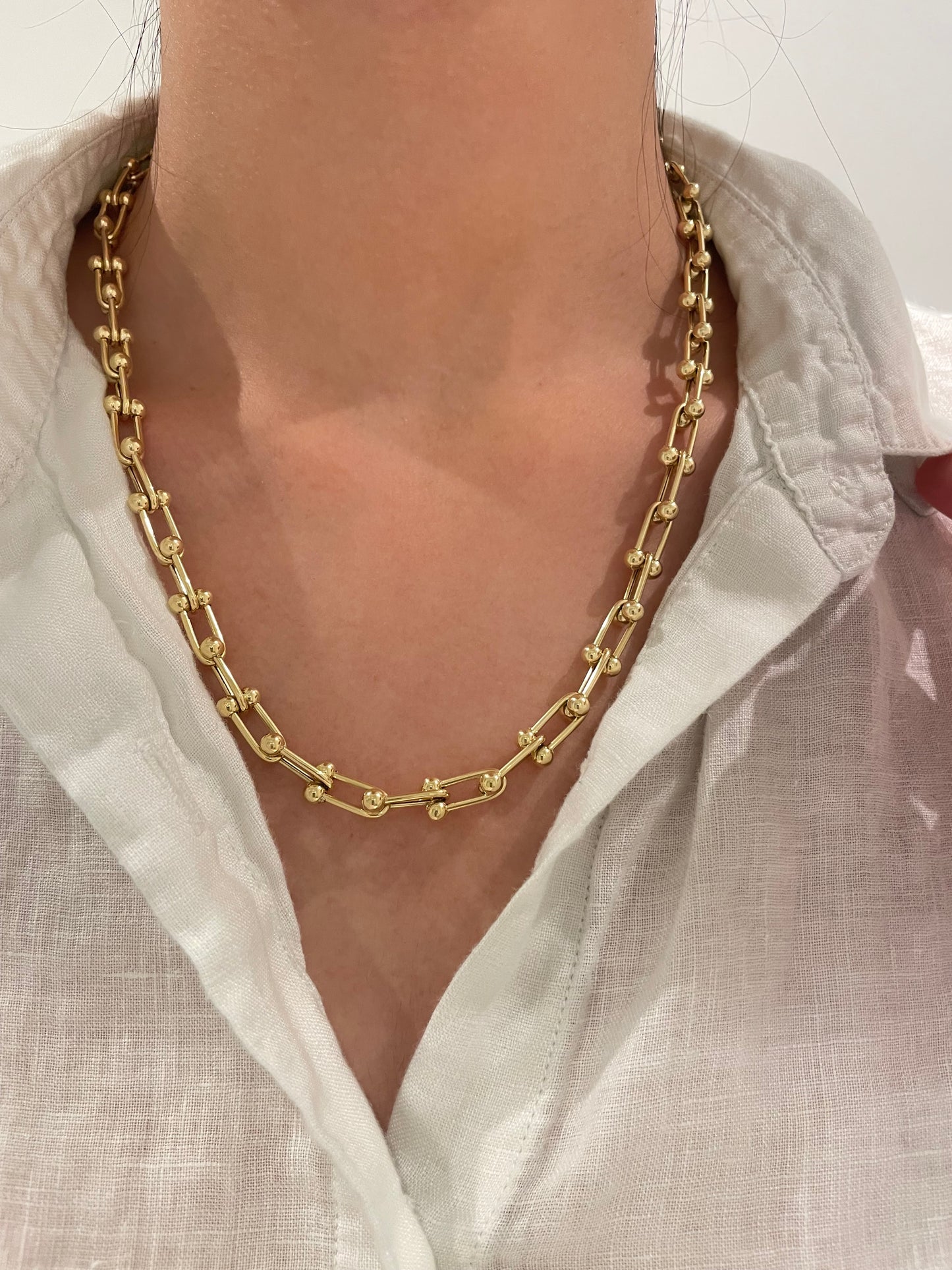 14K Yellow Gold Hardware Chain Link Necklace 20.0 inch