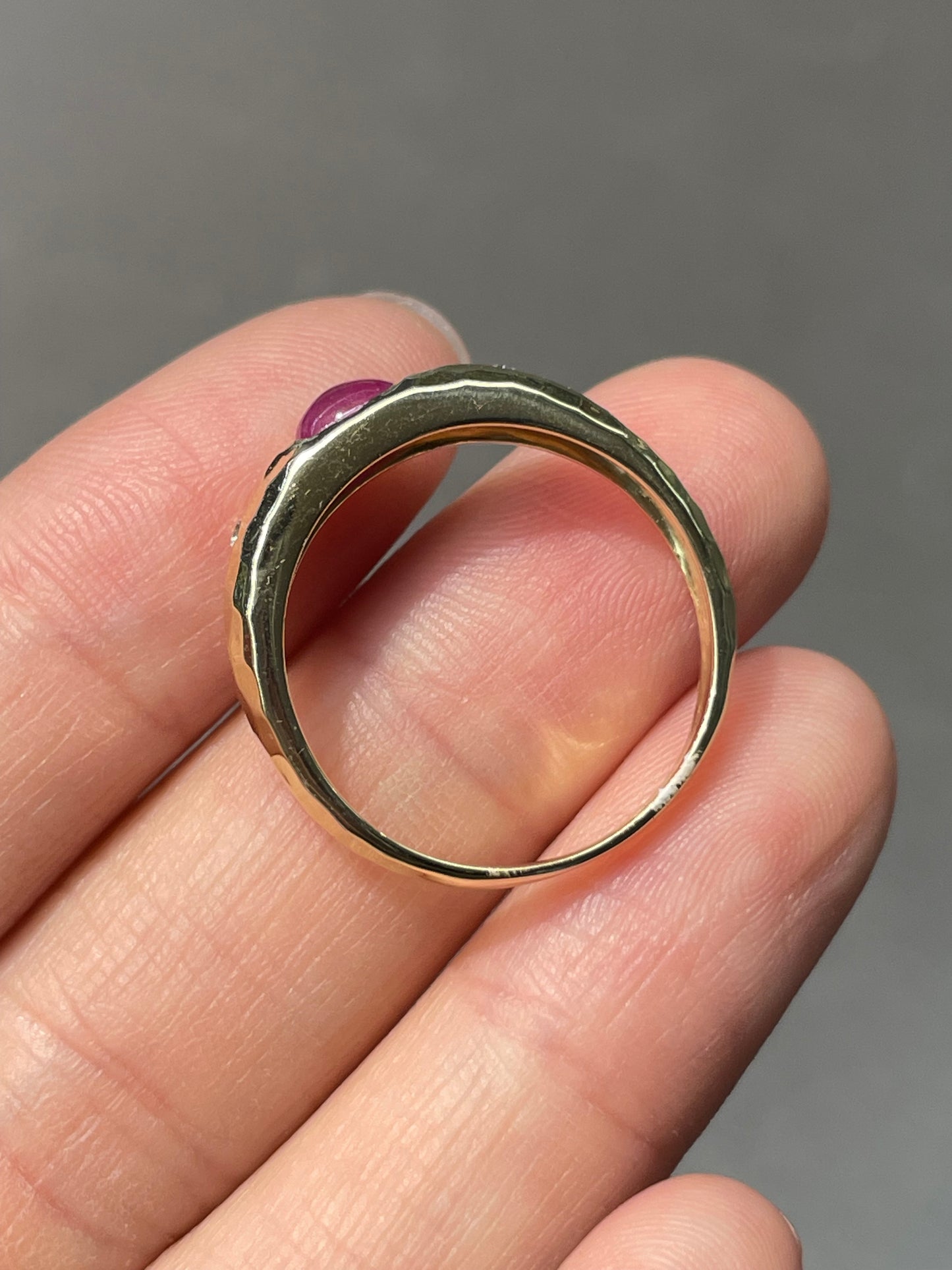 14K Yellow Gold Ruby Diamond Gypsy Ring