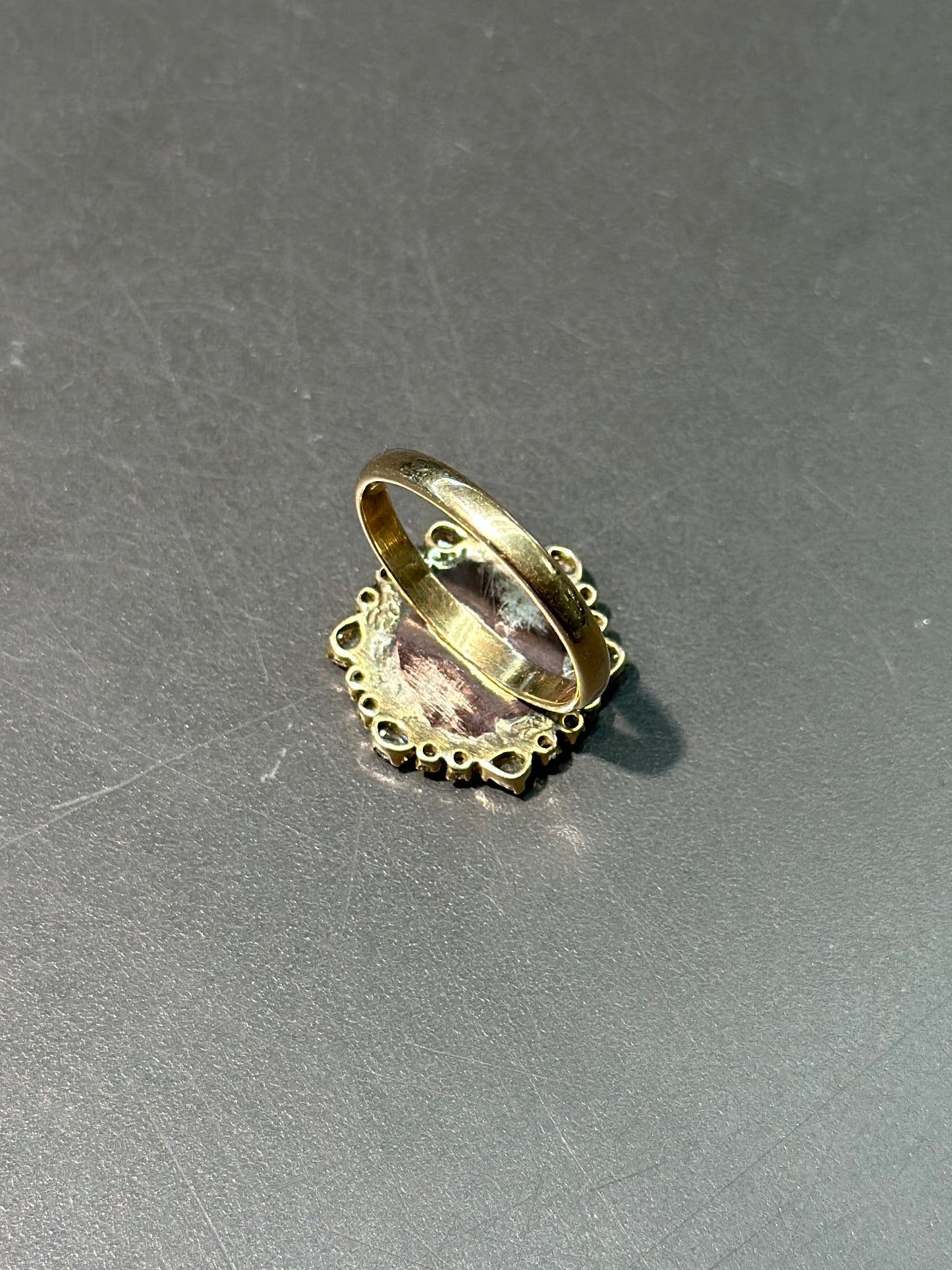 Bague en diamant de style pièce de monnaie ancienne en or 14 carats