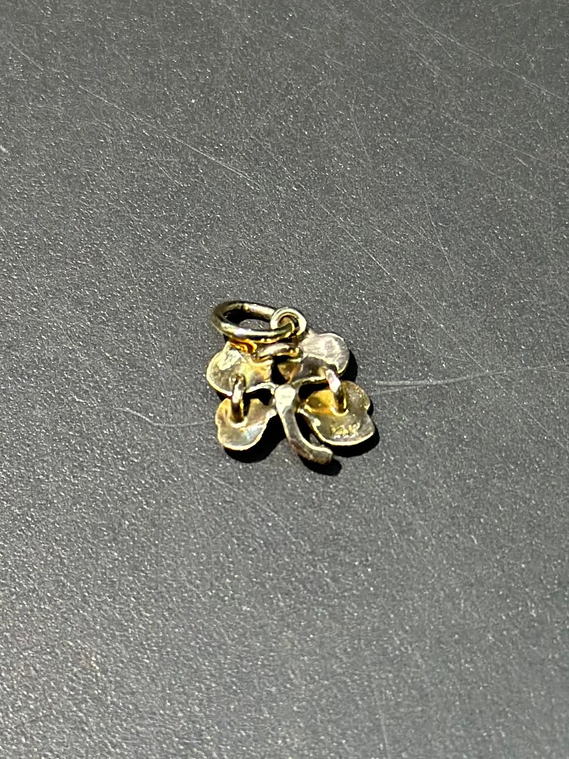 Antique 14K Gold Mini Enamel Clover Shamrock Charm