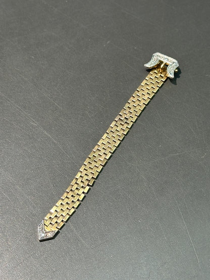 复古 18K 黄金 0.08 CTW 钻石可调节带扣皮带环