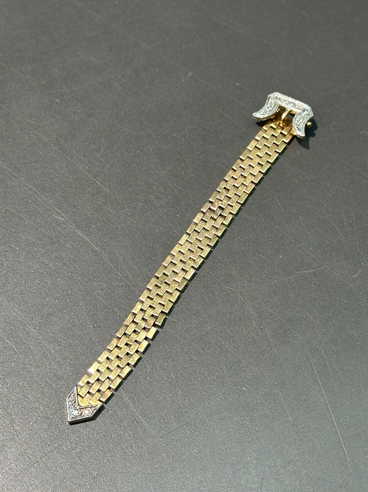 复古 18K 黄金 0.08 CTW 钻石可调节带扣皮带环