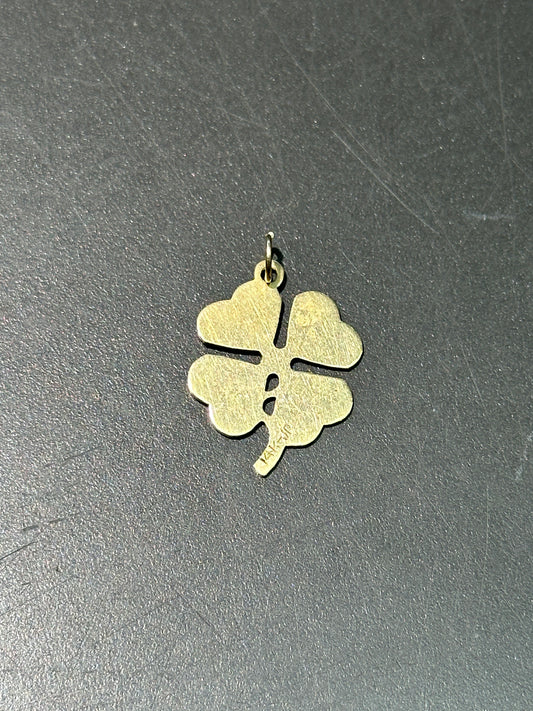 Vintage 14K Gold Four Leaf Clover Shamrock Charm