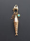 Vintage 14K Gold Large Tourmaline Articulating Fish Charm Pendant