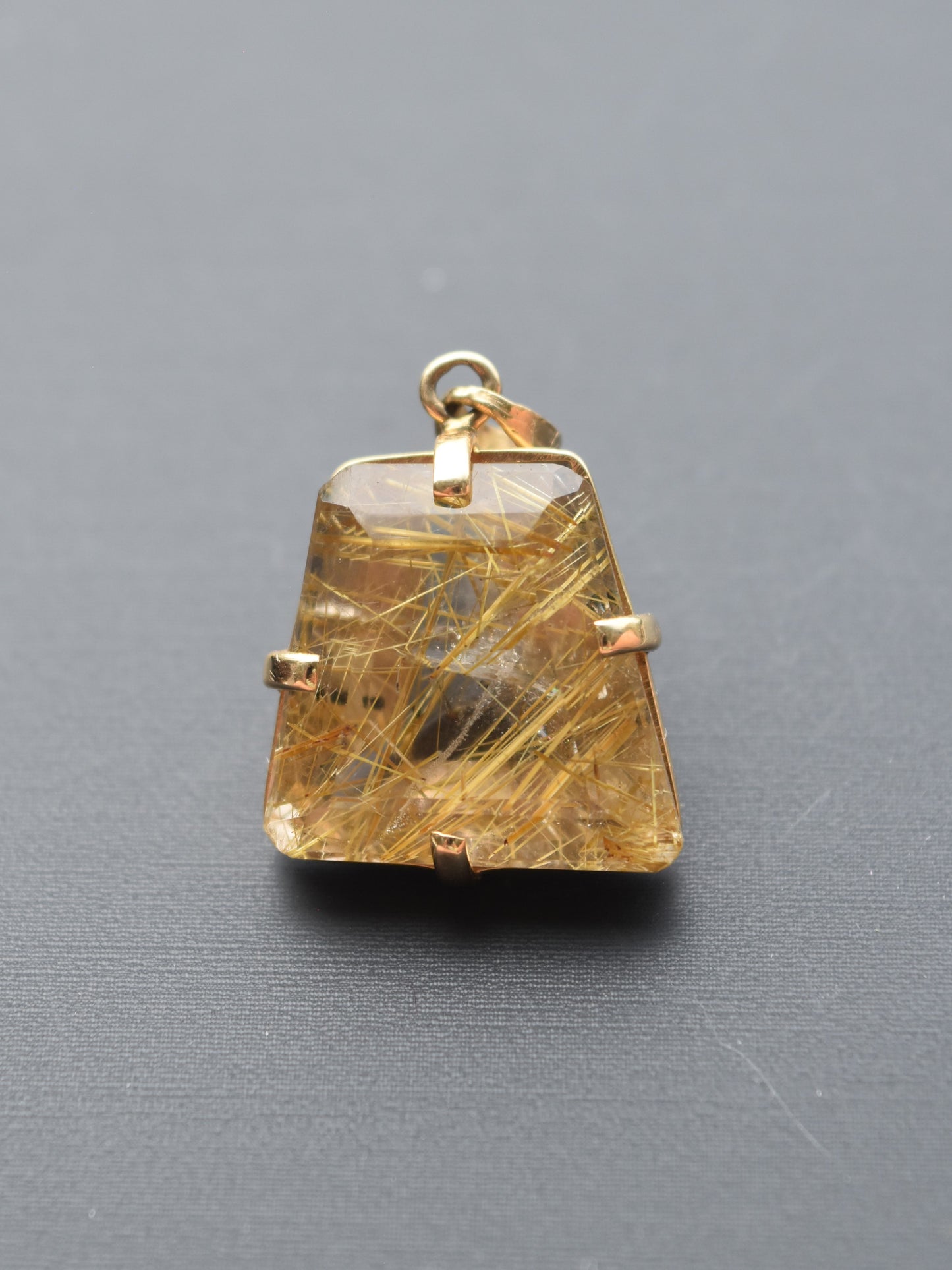 14K 金红石石英吊坠