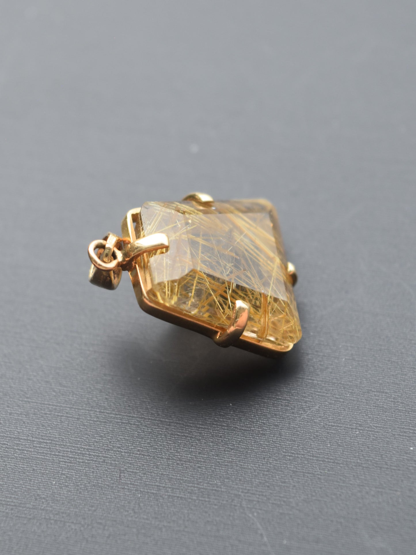 14K Gold Rutilated Quartz Pendant