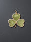 Vintage 9K Gold Aventurine Jade Three Leaf Clover Charm Pendant