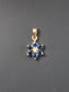 14K Gold Sapphire Diamond Flower Pendant