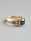 Victorian 14K Gold Garnet Turquoise Ring SZ 7.5