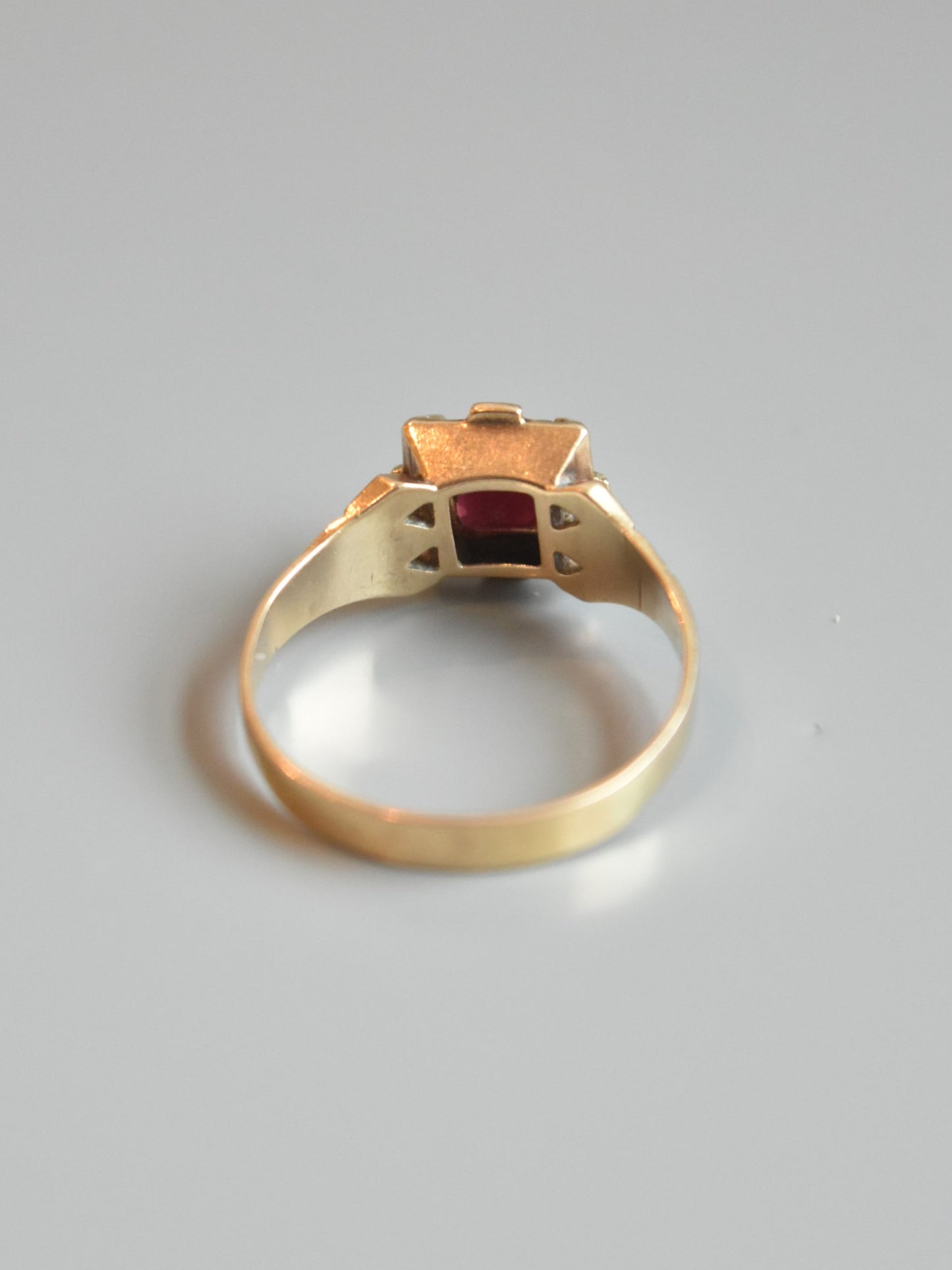 Victorian 14K Gold Garnet Turquoise Ring SZ 7.5